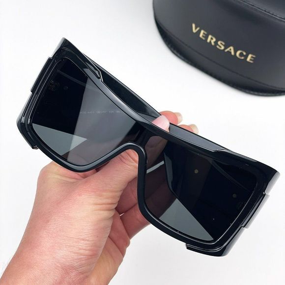 Versace VE4451 GB1/87  Sunglasses Black Dark Grey Wraparound Unisex main image 5